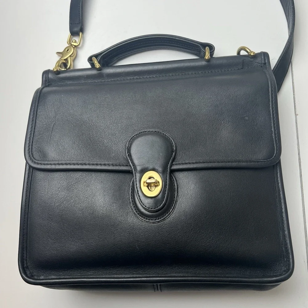 Vintage Black Coach Willis Bag 9927 Crossbody & Top Handle Purse Loose Stitching